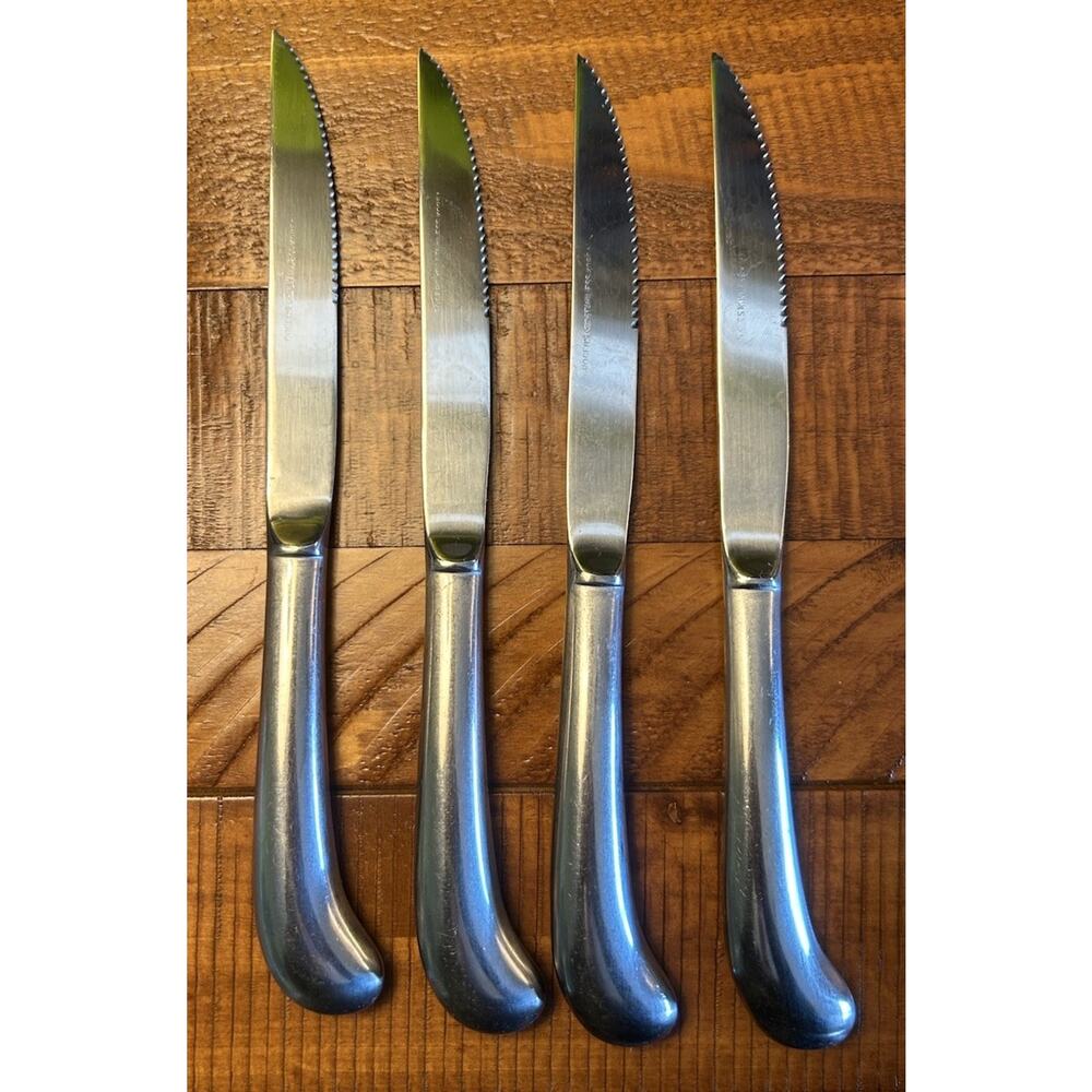 Vintage ROGERS CO Stainless Silverware Set of‎ 4 Pistol Grip Steak Knives Japan
